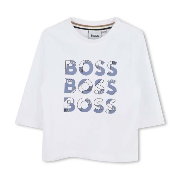 BOSS longsleeve din bumbac pentru bebeluși culoarea alb