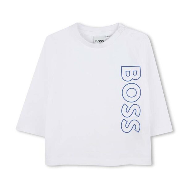 BOSS longsleeve din bumbac pentru bebeluși culoarea alb