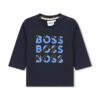 BOSS longsleeve din bumbac pentru bebeluși culoarea albastru marin