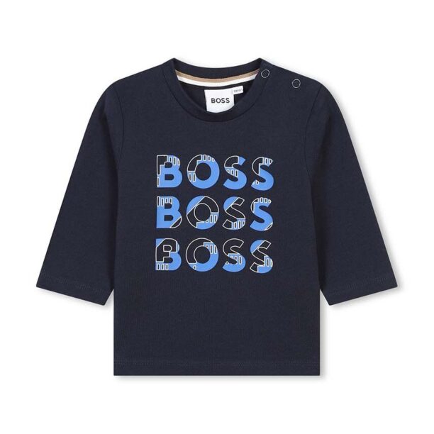 BOSS longsleeve din bumbac pentru bebeluși culoarea albastru marin