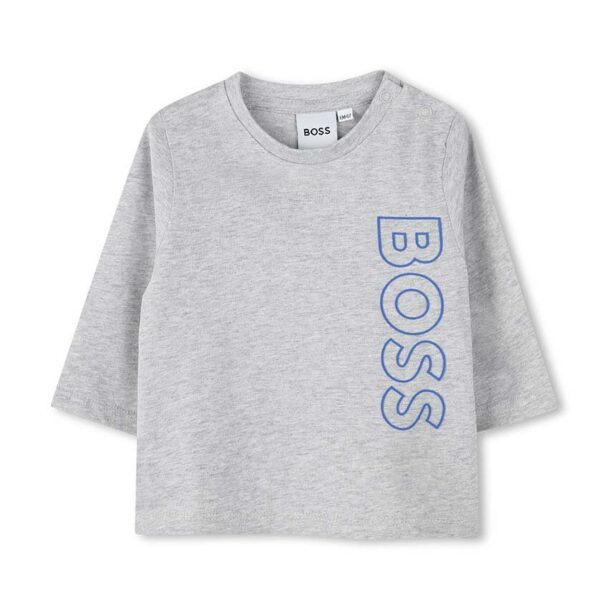 BOSS longsleeve din bumbac pentru bebeluși culoarea gri