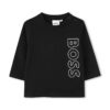 BOSS longsleeve din bumbac pentru bebeluși culoarea negru