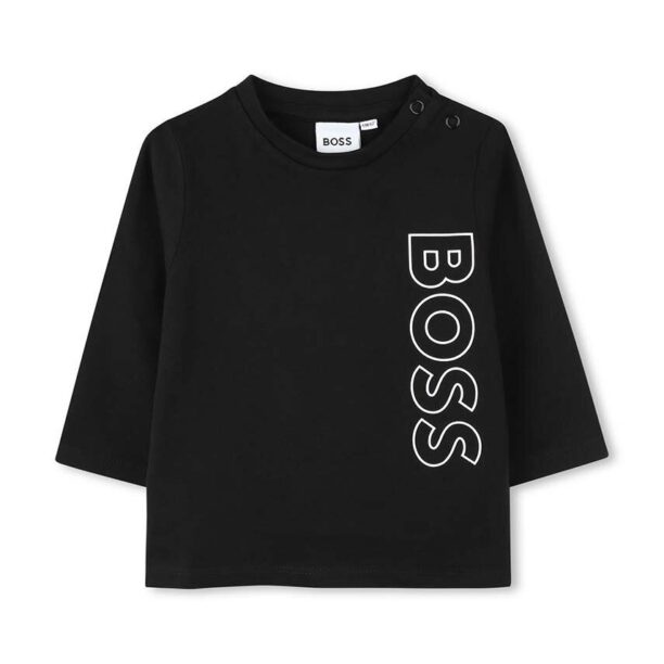 BOSS longsleeve din bumbac pentru bebeluși culoarea negru