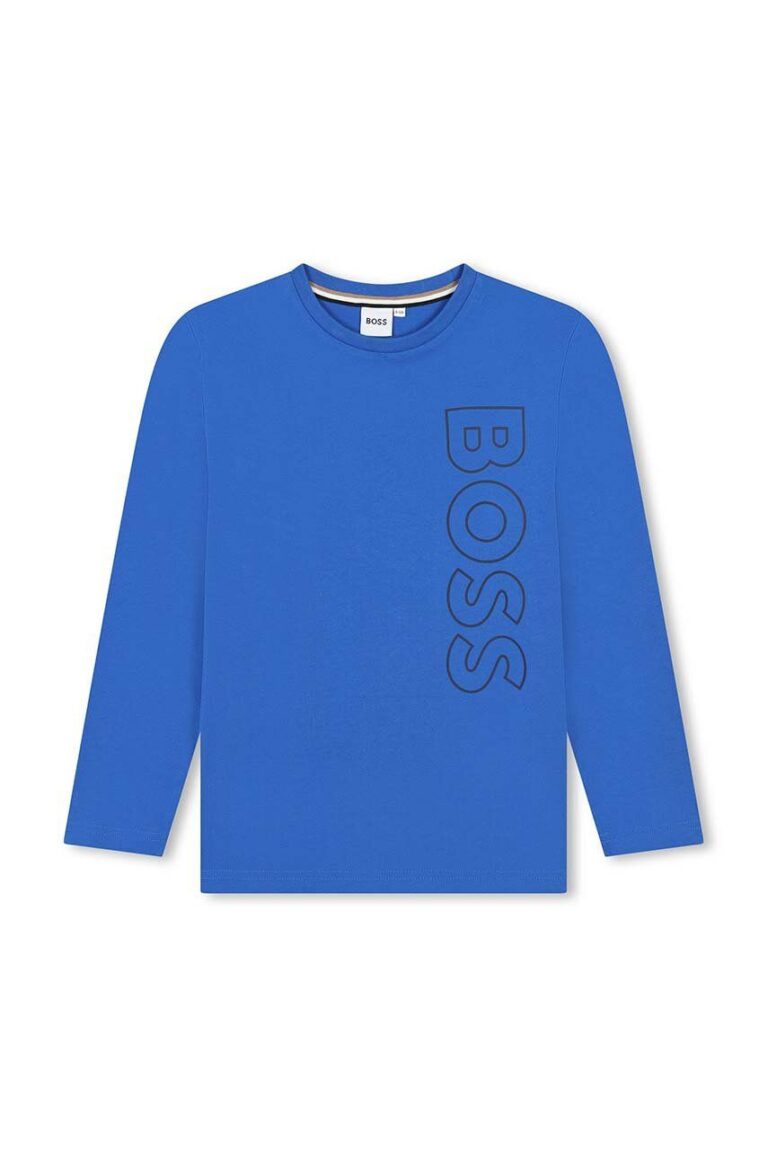 BOSS longsleeve din bumbac pentru copii cu imprimeu