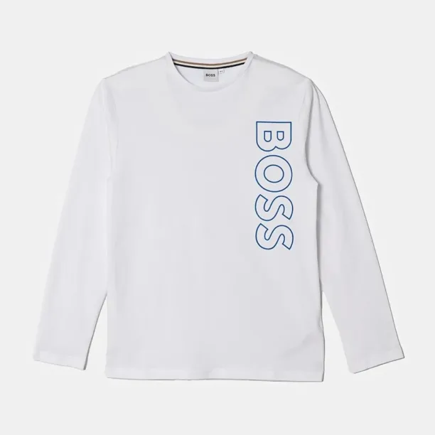 BOSS longsleeve din bumbac pentru copii culoarea alb