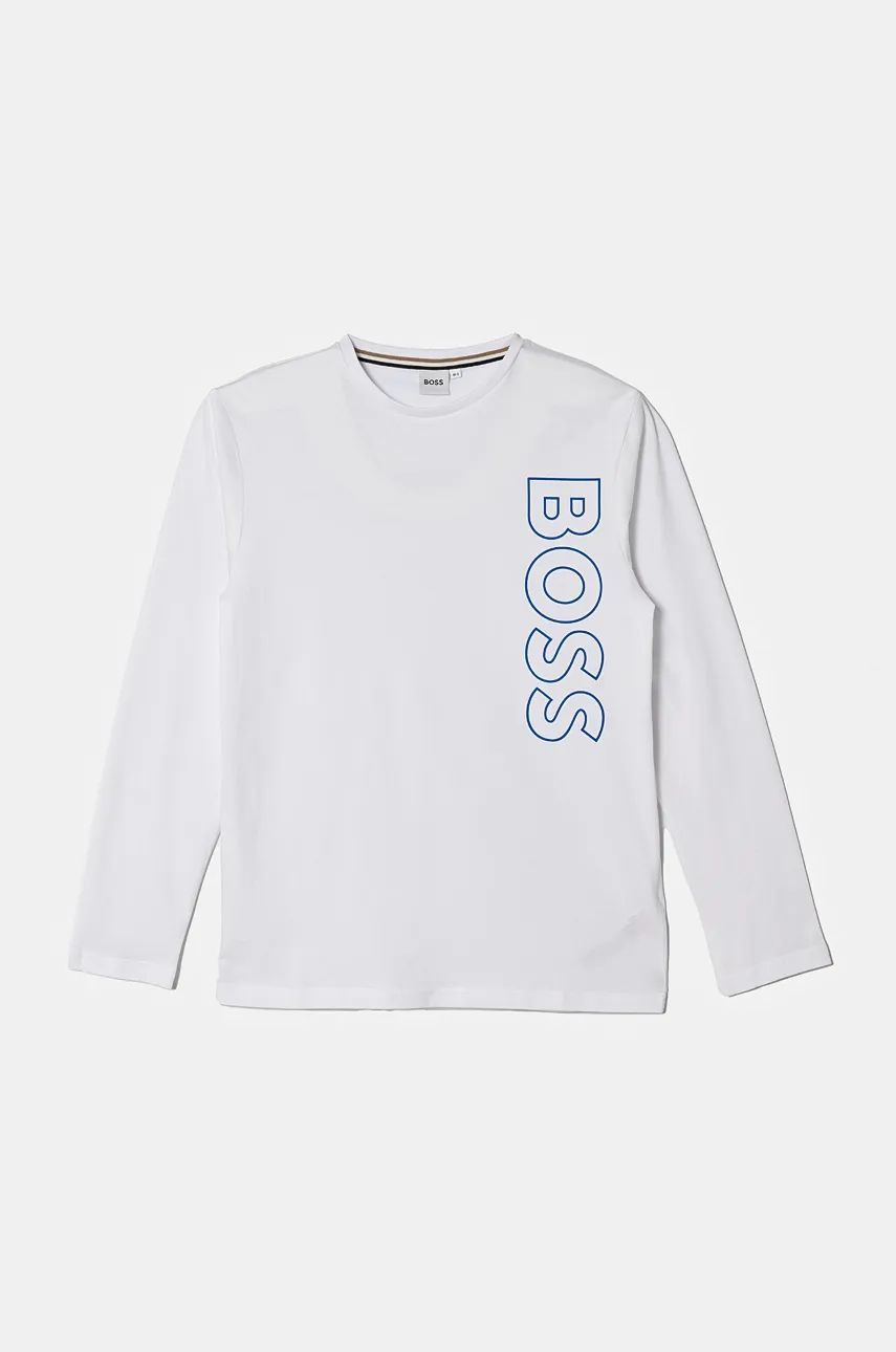 BOSS longsleeve din bumbac pentru copii culoarea alb