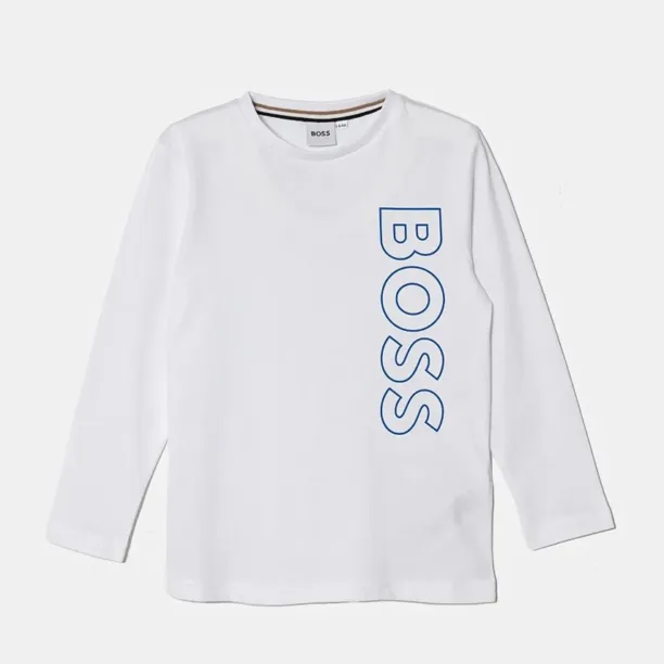 BOSS longsleeve din bumbac pentru copii culoarea alb