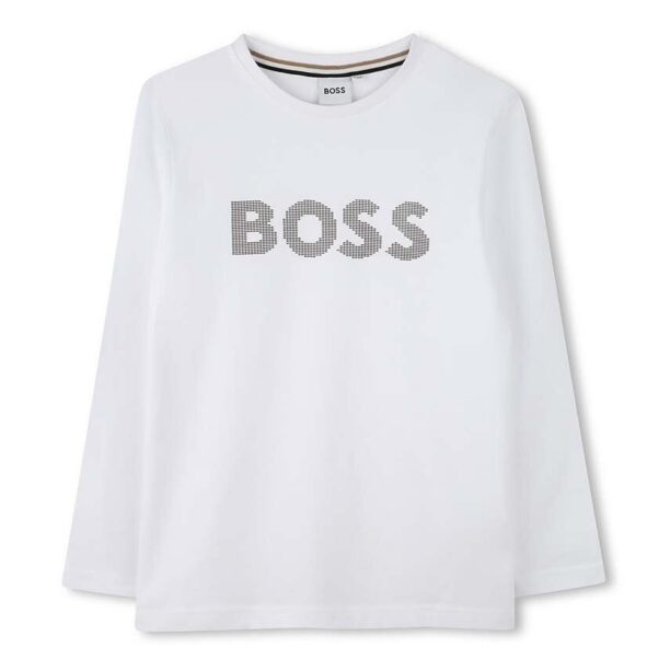 BOSS longsleeve din bumbac pentru copii culoarea alb