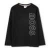 BOSS longsleeve din bumbac pentru copii culoarea negru