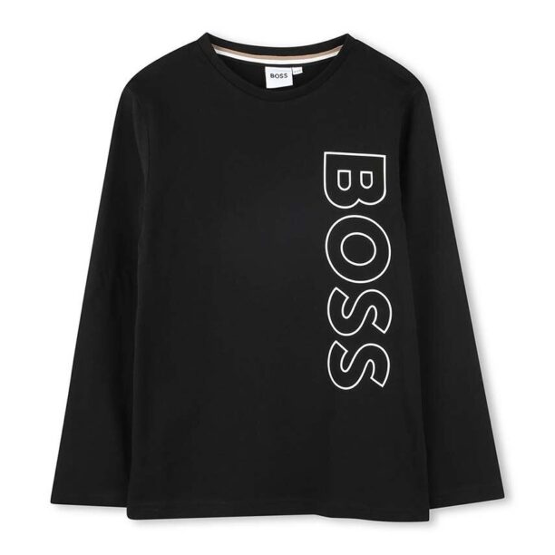 BOSS longsleeve din bumbac pentru copii culoarea negru