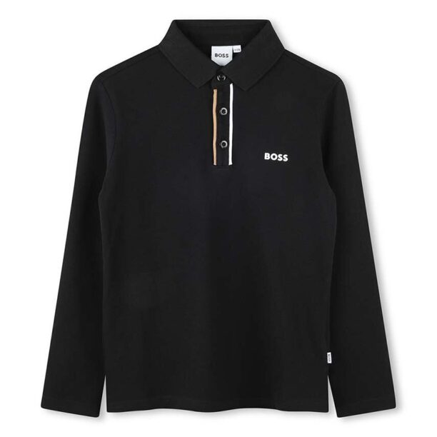 BOSS longsleeve din bumbac pentru copii culoarea negru