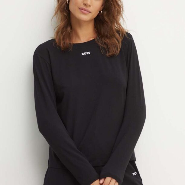 BOSS longsleeve lounge culoarea negru