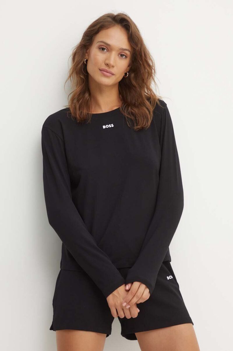 BOSS longsleeve lounge culoarea negru