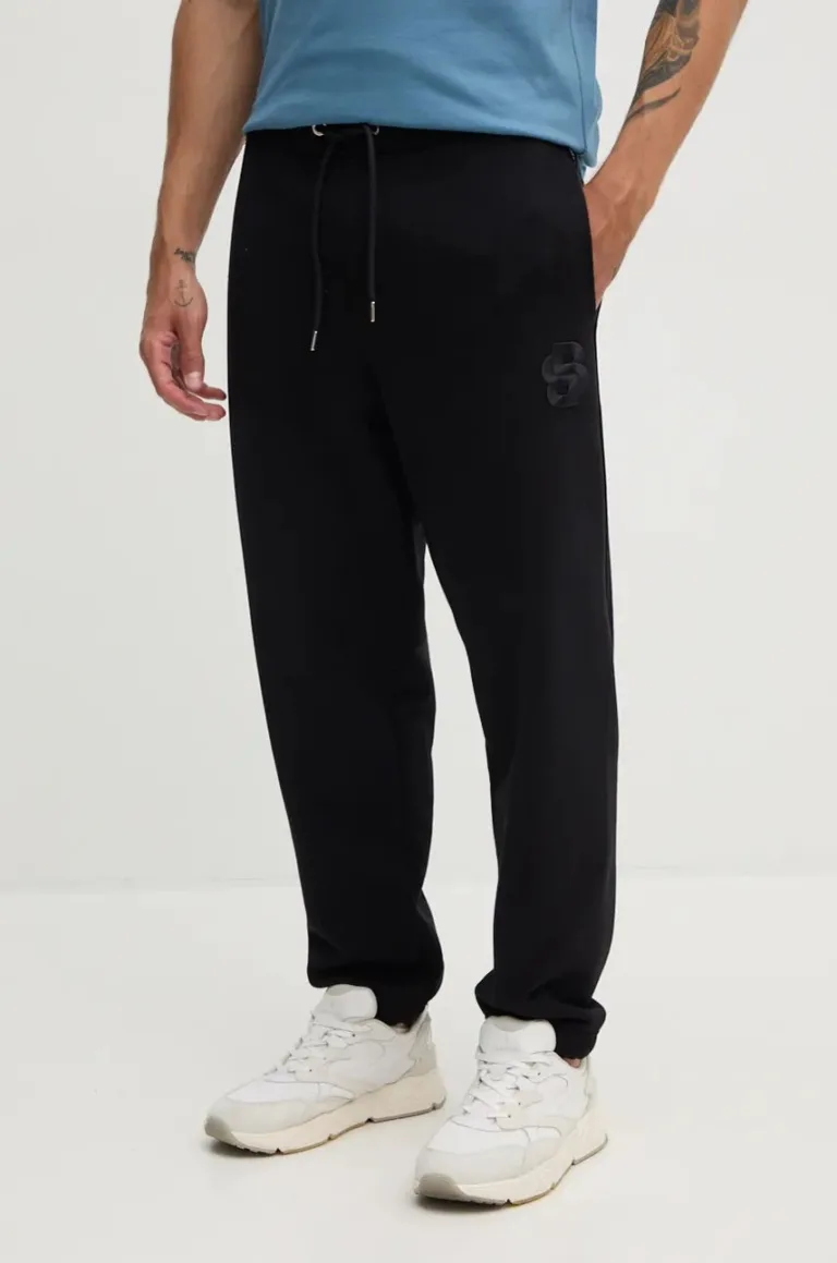 BOSS pantaloni de trening din bumbac culoarea negru