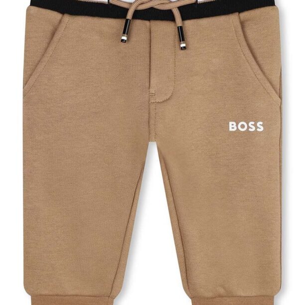 BOSS pantaloni de trening pentru bebeluși culoarea bej