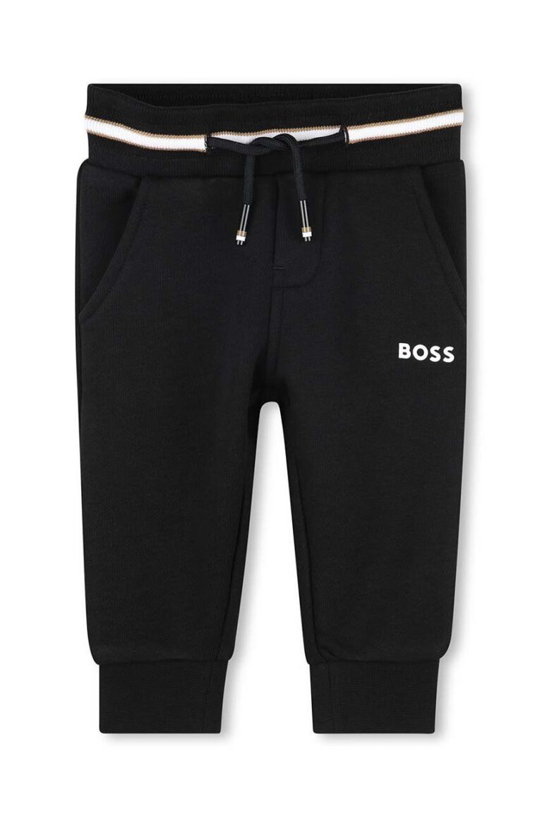 BOSS pantaloni de trening pentru bebeluși culoarea negru