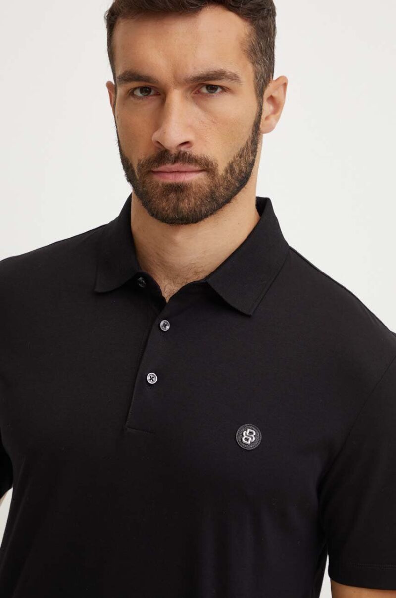 BOSS polo de bumbac culoarea negru