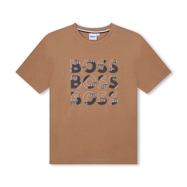 BOSS tricou de bumbac pentru copii culoarea bej