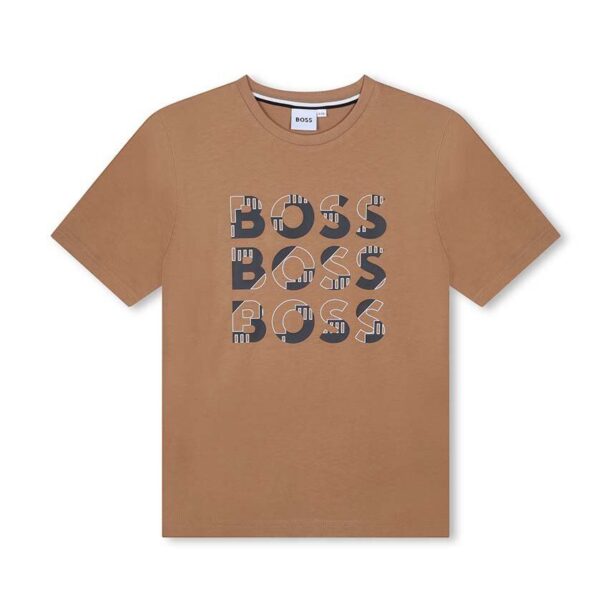 BOSS tricou de bumbac pentru copii culoarea bej