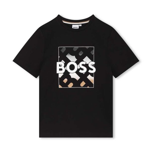 BOSS tricou de bumbac pentru copii culoarea negru