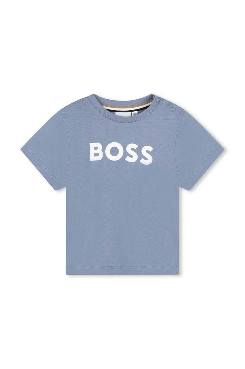 BOSS tricou din bumbac pentru bebelusi culoarea gri