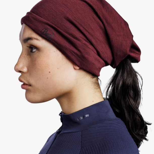 Original Bandana multifunctionala Buff Lightweight Merino Wool - solid garnet