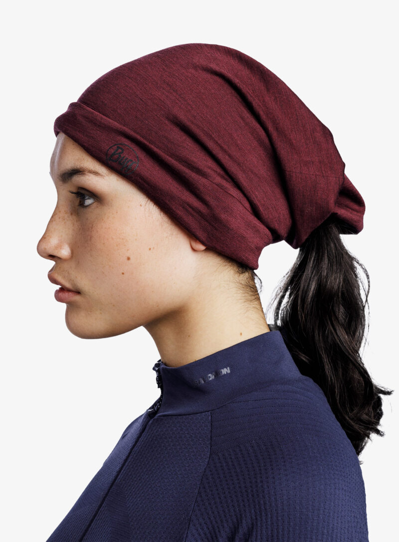 Original Bandana multifunctionala Buff Lightweight Merino Wool - solid garnet