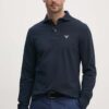 Barbour longsleeve din bumbac culoarea albastru marin