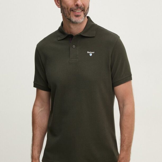 Barbour polo de bumbac Tartan Pique Polo culoarea verde