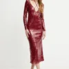 Bardot rochie VERONA culoarea bordo