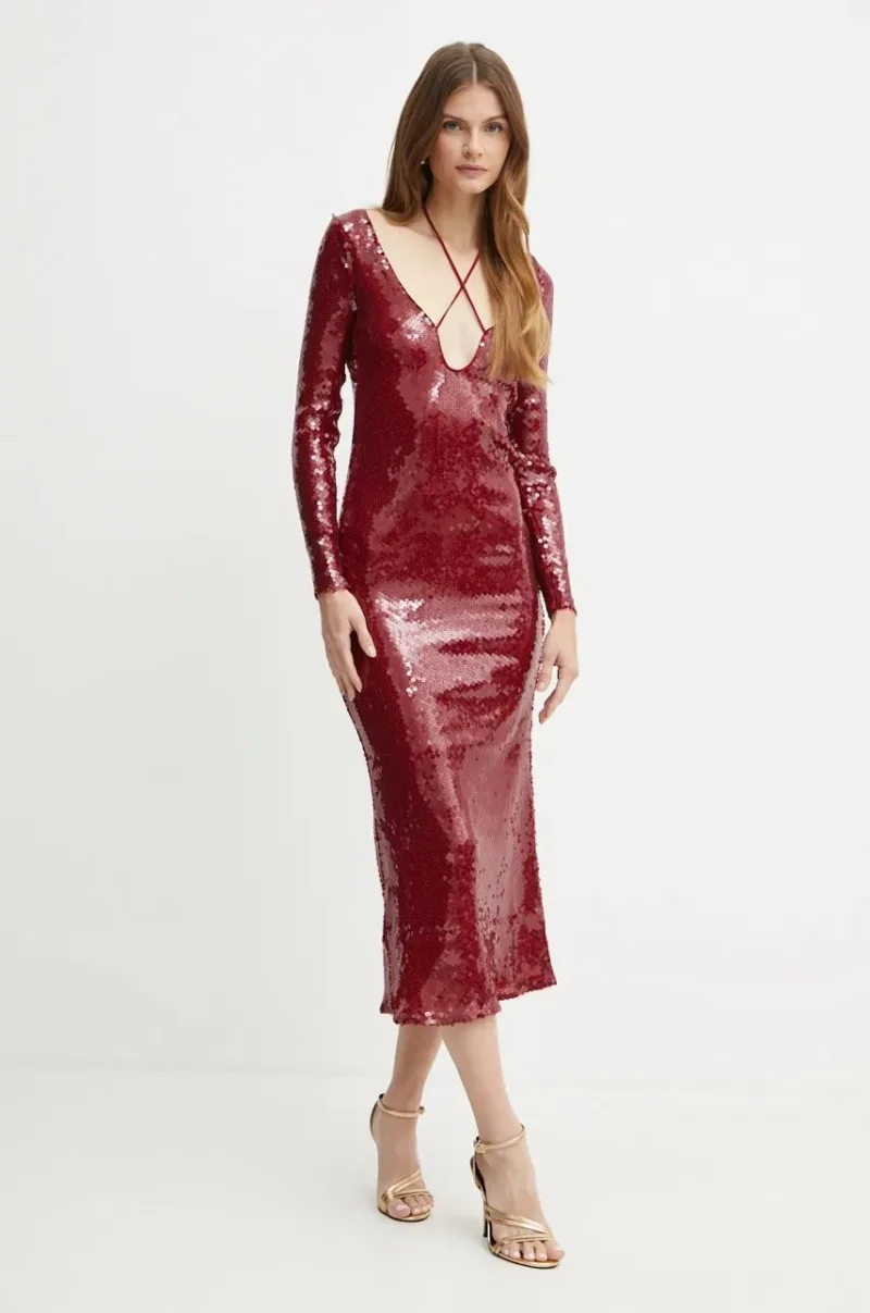 Bardot rochie VERONA culoarea bordo