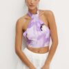 Bardot top ALORA culoarea violet