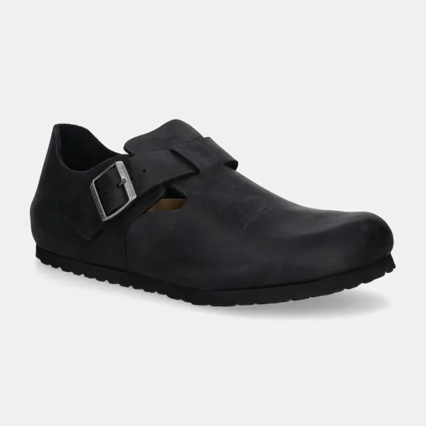 Birkenstock pantofi din nubuc London culoarea negru