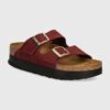 Birkenstock papuci din nubuc Arizona Platform Flex Birkenstock x Papillio culoarea bordo