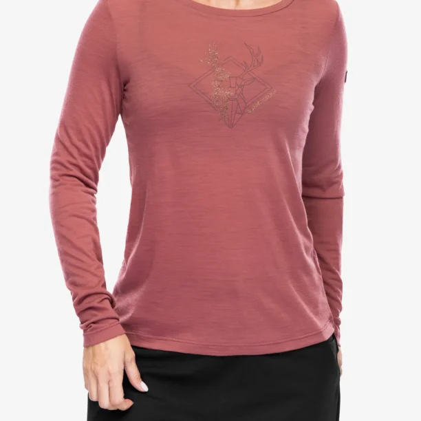 Bluza cu maneca lunga femei Super.natural Deer Art Ls - roan rouge/raisin/copper