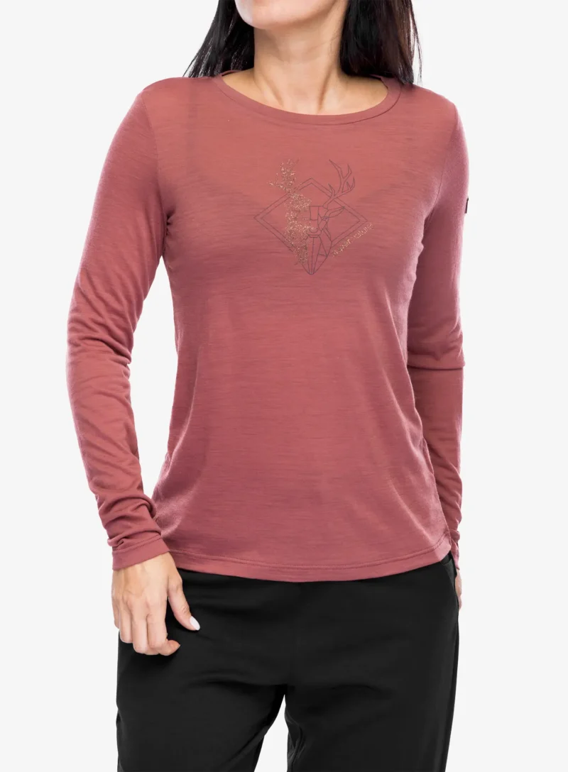 Bluza cu maneca lunga femei Super.natural Deer Art Ls - roan rouge/raisin/copper