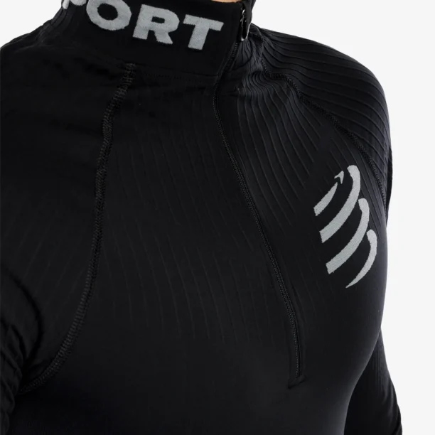 Original Bluza de corp Compressport 3D Thermo HZ LS Top - black