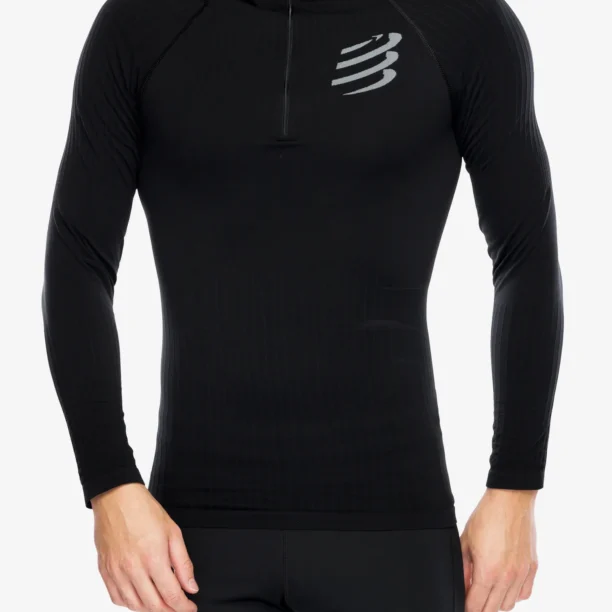 Bluza de corp Compressport 3D Thermo HZ LS Top - black