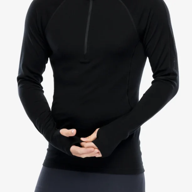 Bluza de corp Icebreaker 300 MerinoFine Polar LS Half Zip - black