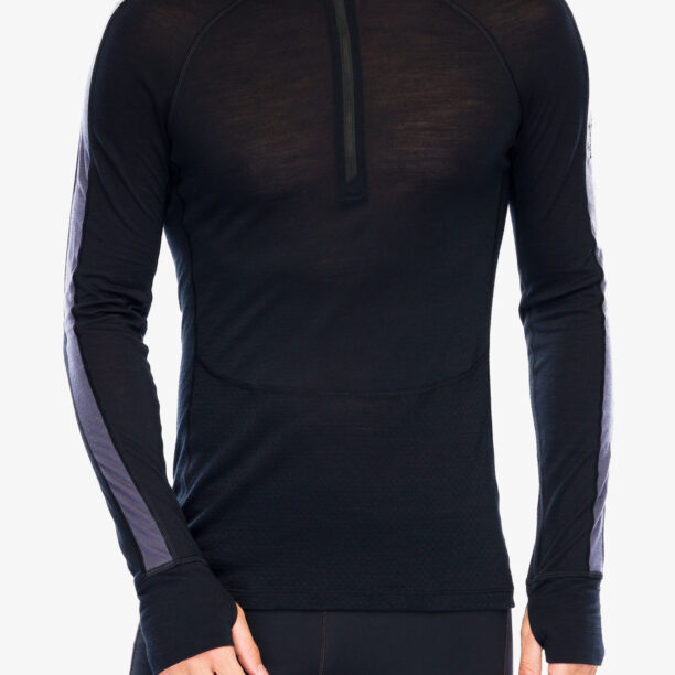 Bluza de corp Icebreaker Merino 125 ZoneKnit LS Half Zip - black/graphite/cb