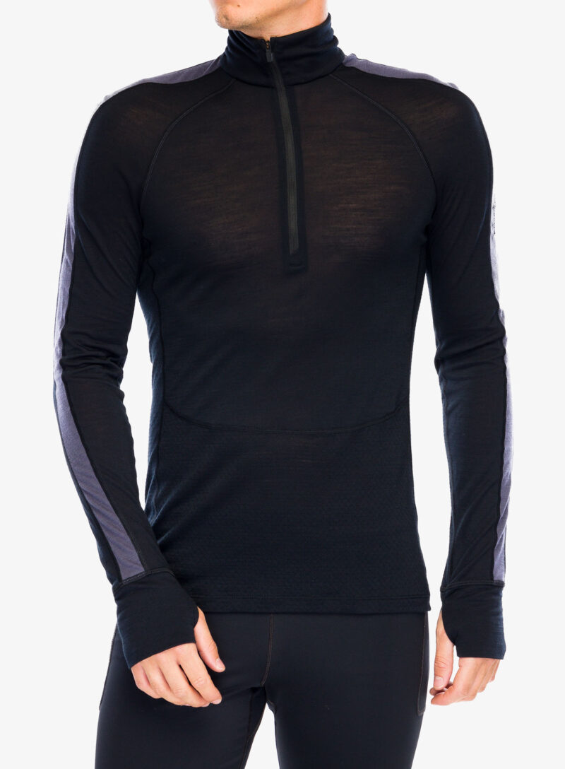 Bluza de corp Icebreaker Merino 125 ZoneKnit LS Half Zip - black/graphite/cb