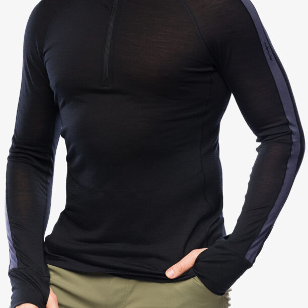 Bluza de corp Icebreaker Merino 125 ZoneKnit LS Half Zip - black/graphite/cb