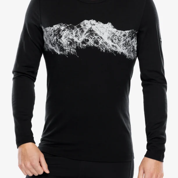 Bluza de corp Icebreaker Merino 200 Oasis LS Crewe Remarkables - black