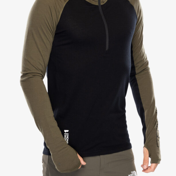 Bluza de corp Mons Royale Temple Tech Hood - dark olive/black