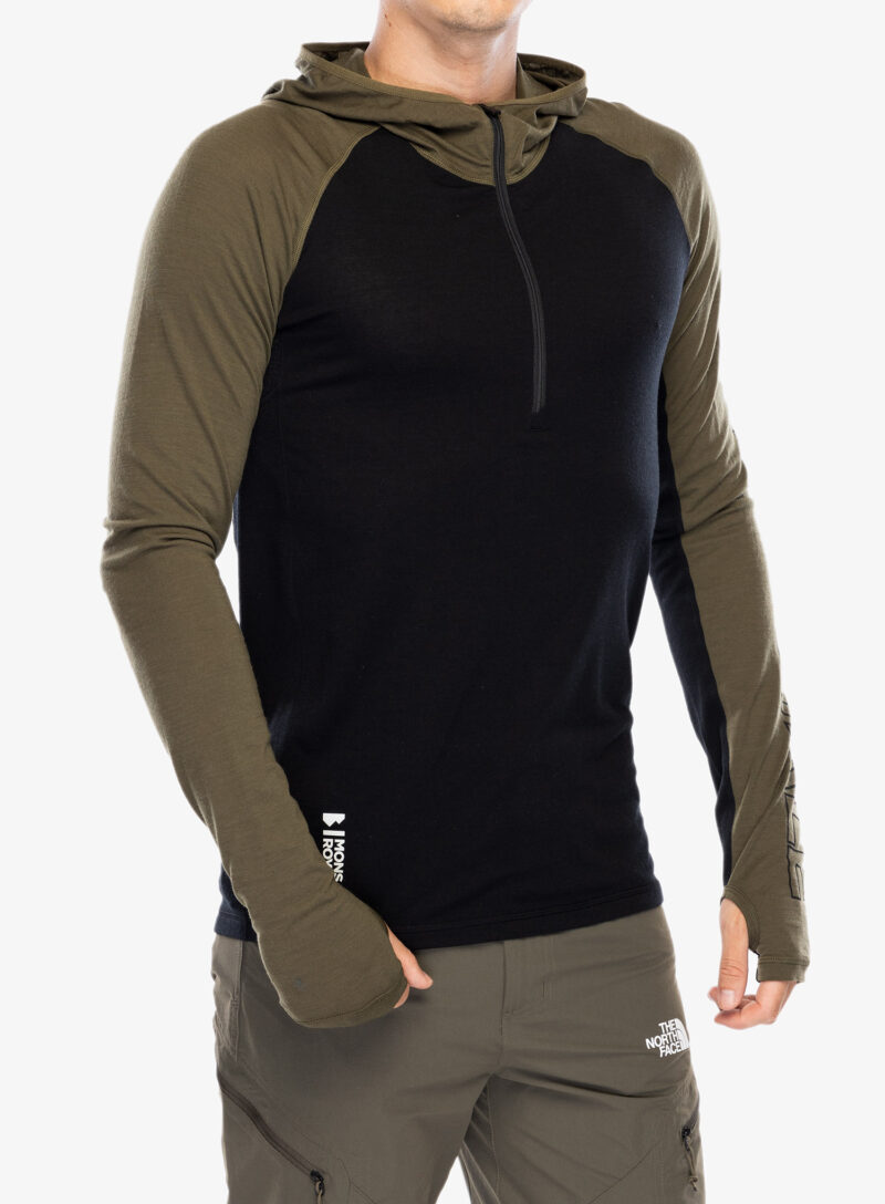 Bluza de corp Mons Royale Temple Tech Hood - dark olive/black