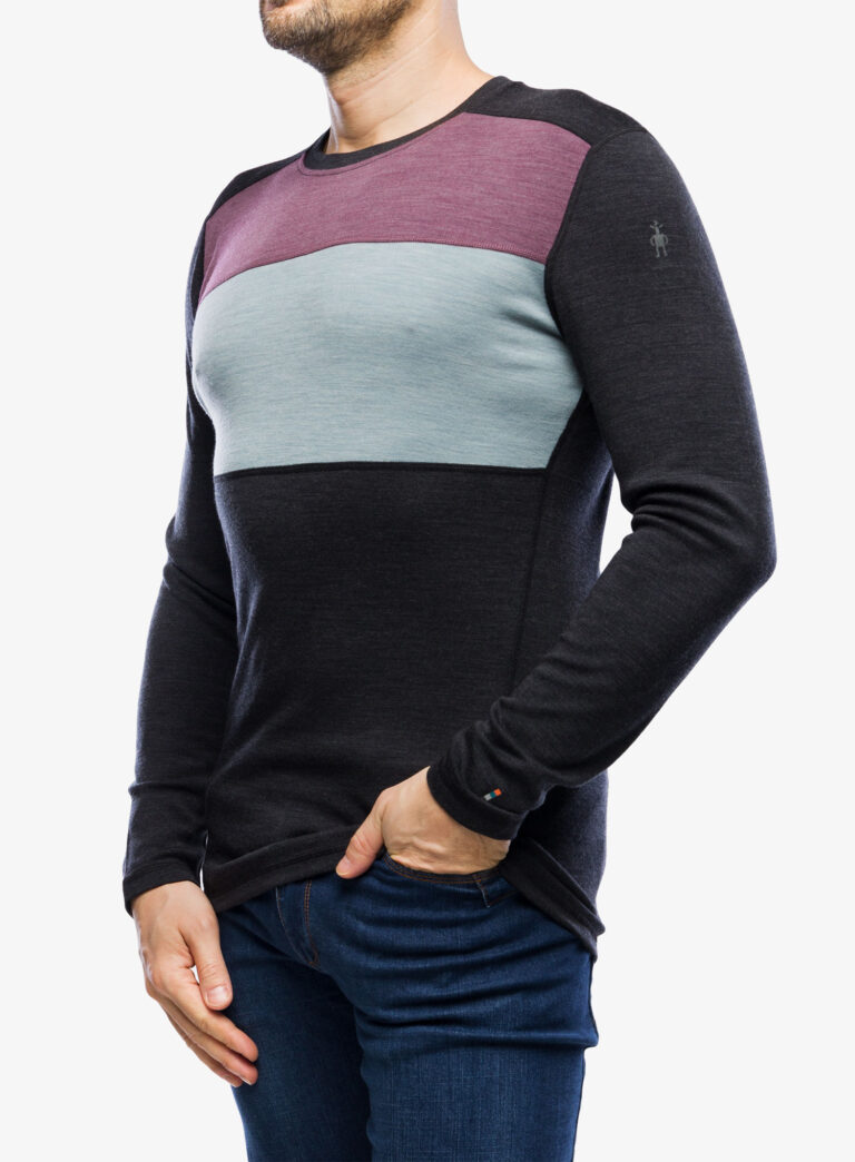 Cumpăra Bluza de corp Smartwool Classic Thermal Merino Base Layer Colorblock Crew Boxed - charcoal/argyle purple