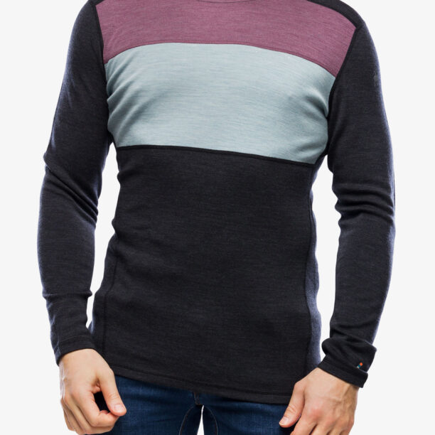 Bluza de corp Smartwool Classic Thermal Merino Base Layer Colorblock Crew Boxed - charcoal/argyle purple