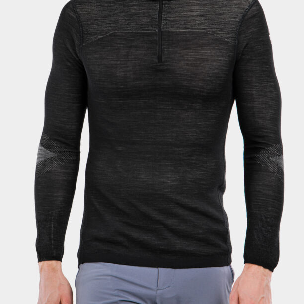 Bluza de corp Smartwool Intraknit Merino 200 1/4 Zip - black/white