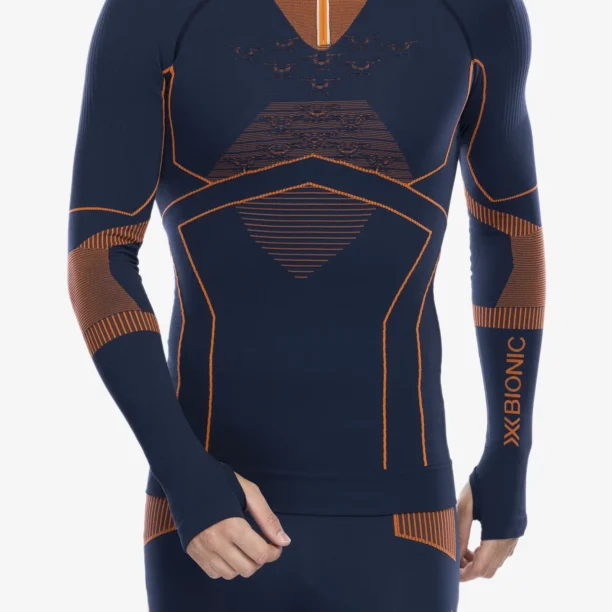 Bluza de corp X-Bionic Energy Accumulator Light Shirt LS 1/2 Zip - marine/orange