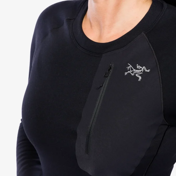 Original Bluza de corp femei Arcteryx Kyanite Baselayer Crew Neck - black